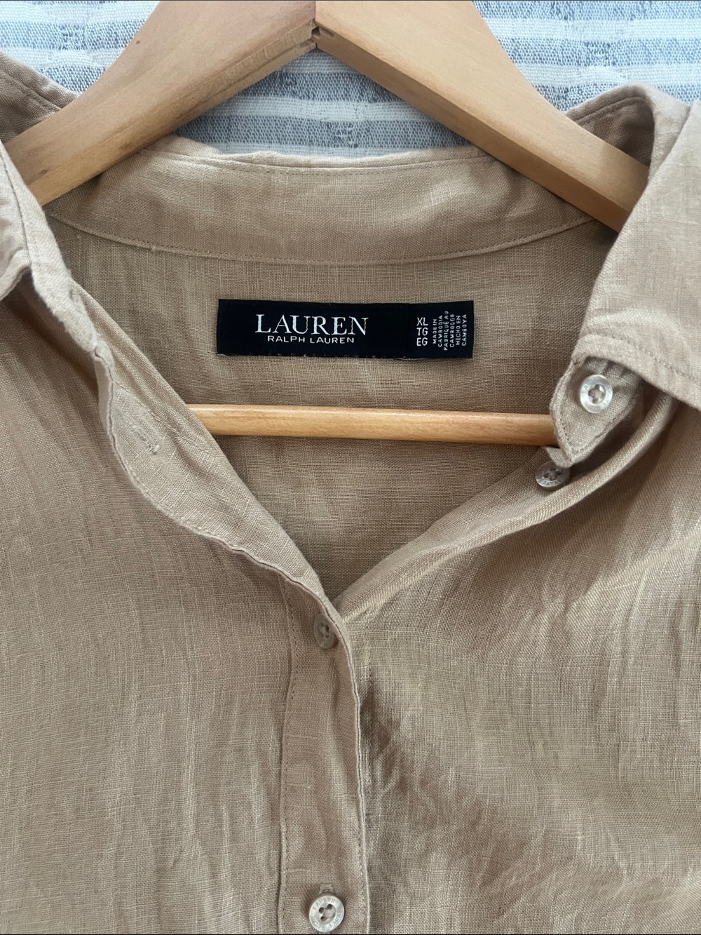 Lauren Ralph Lauren 100% Linen Coastal Dolman Short Sleeve Button Down XL